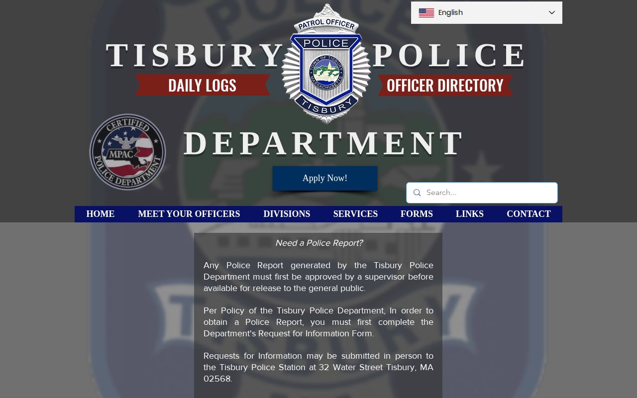 Tisbury Police report request process for Tisbury arrest records